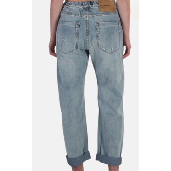 One Teaspoon Shabbies Drawstring Boyfriend Sweatpants Jeans 26 Distressed Blue - Picture 4 of 9